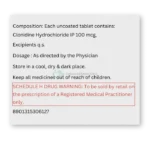 Arkamin 100 Mcg (Clonidine) - Image 3