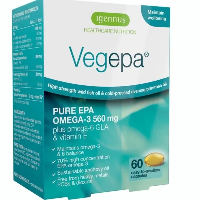 Vegepa Omega 3 EPA 560 Mg (Omega 3 & Omega 6 fish oil) - Image 1