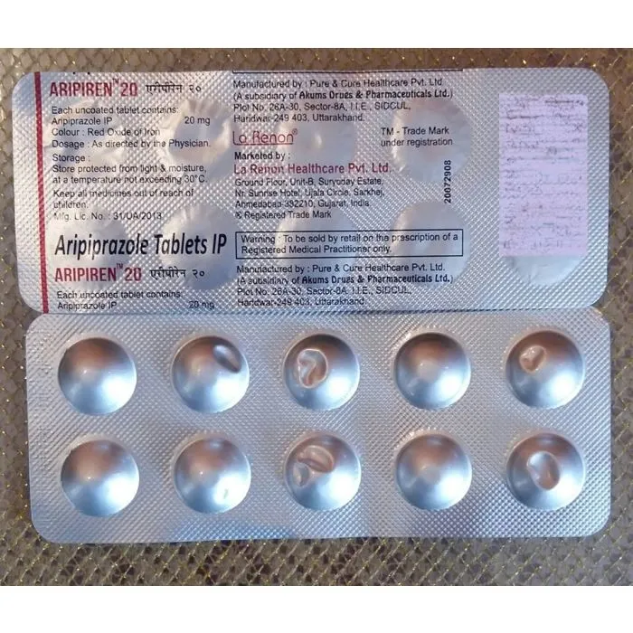 aripiren_20_mg_tablet_with_aripiprazole.webp Aripiren 20 Mg Tablet (Aripiprazole) - Image 1