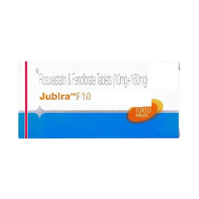 jubira_f_10_tablet_with_fenofibrate_and_rosuvastatin.webp Jubira F 10 Tablet (Fenofibrate) - Image 1