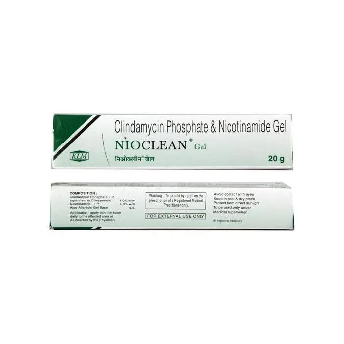 nioclean_gel_with_clindamycin_nicotinamide.webp Nioclean Gel (Nadifloxacin) - Image 1