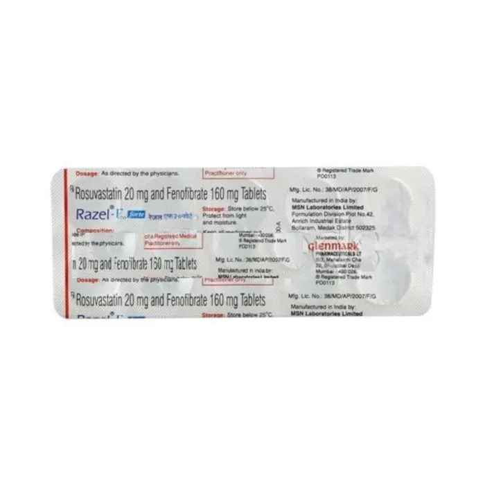 razel-f_20_forte_tablet_with_fenofibrate_and_rosuvastatin.webp Razel-F 20 Forte Tablet (Fenofibrate) - Image 1
