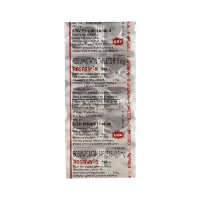 roseday-f_5_tablet_with_fenofibrate_and_rosuvastatin.webp Roseday-F 5 Tablet (Rosuvastatin) - Image 1