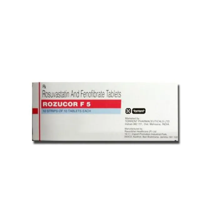 rozucor_f_5_tablet_with_fenofibrate_and_rosuvastatin.webp Rozucor F 5 Tablet (Rosuvastatin) - Image 1