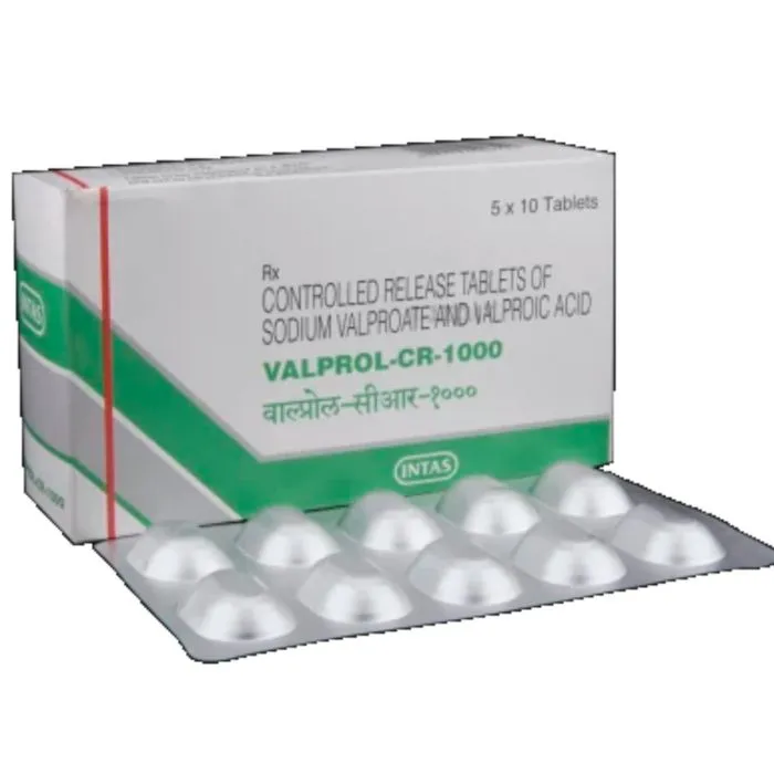 valprol-cr_1000_tablet_with_sodium_valproate_and_valproic_acid.webp Valprol-CR 1000 Tablet (Valproate) - Image 1